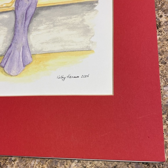 Kathy Harmon 2004 Woman in Purple Dress Red Hat Matted Print Paris - Picture 7 of 16